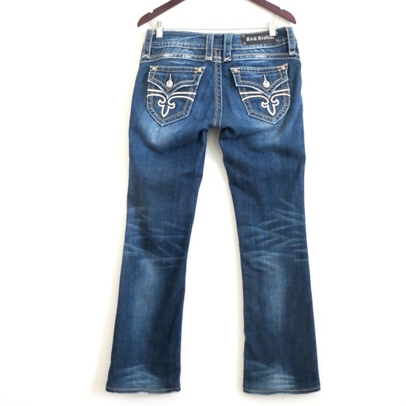 NEW! Rock Revival Gwen Easy Bootcut Denim Jeans Distressed Blue SZ 27 - Picture 5 of 13